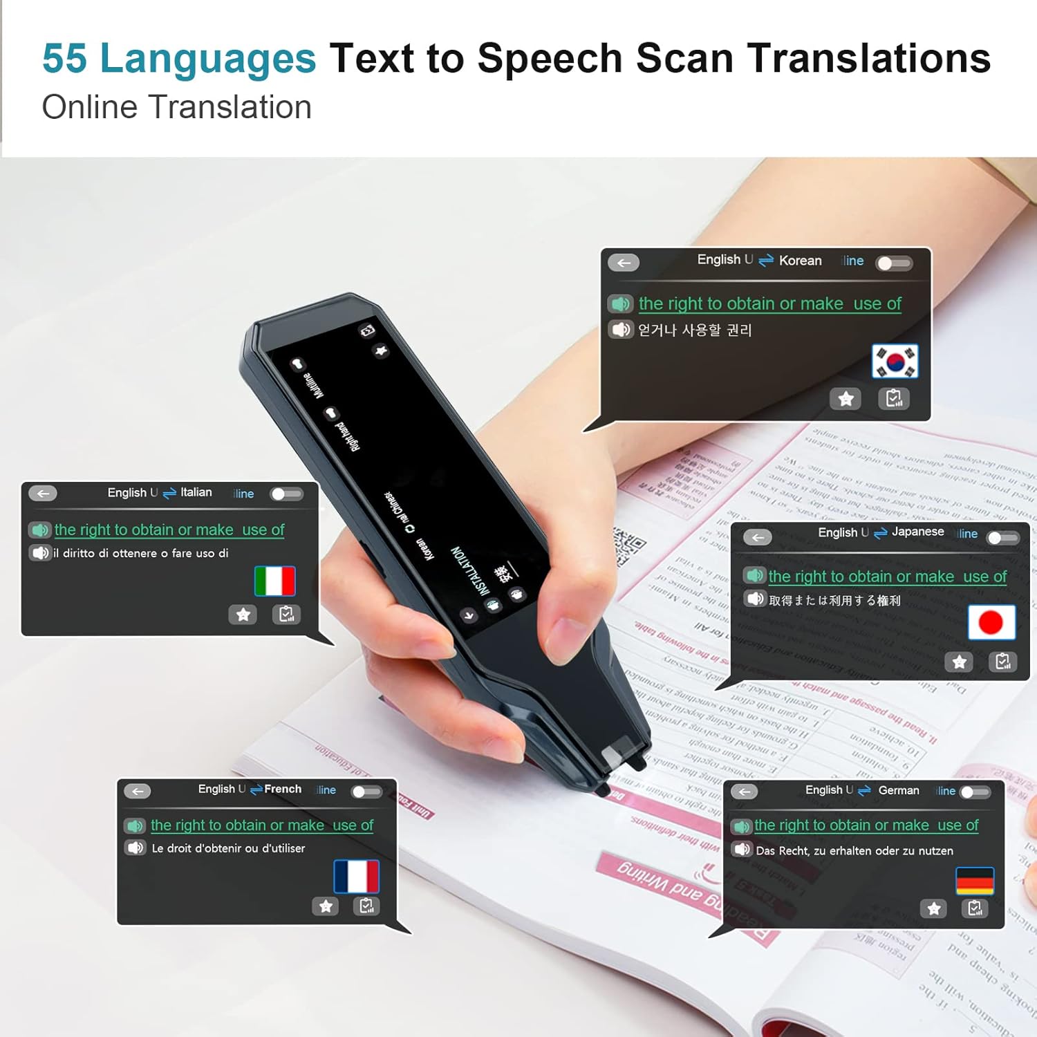 Lieberwell Multilingual Translation Pen with 5MP Camera and 4-Inch Touchscreen