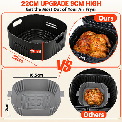 YINGRACE Y009 Silicone Air Fryer Liners 22cm Black 2-Pack