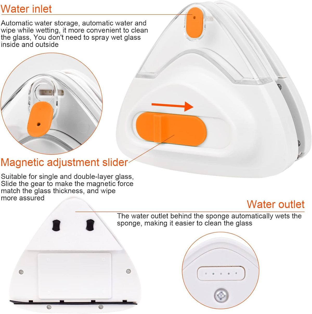 HUAPOPMU HC004 Magnetic Window Cleaner Orange