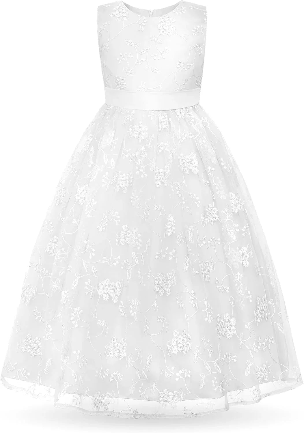 Elegant Embroidered Sleeveless Lace Ball Gown for Girls' Special Occasions 11-12 years - Gomix Brands Outlet