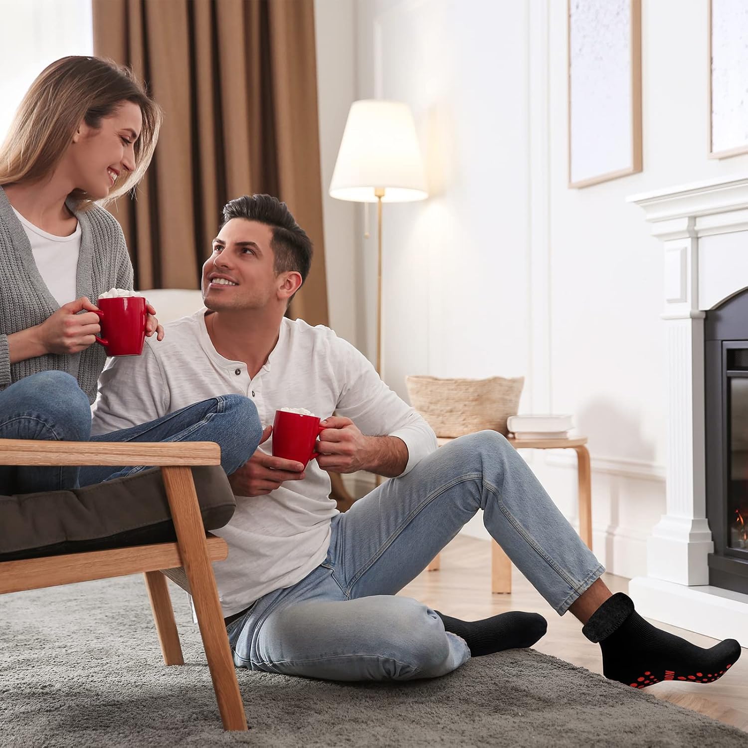 Cozy Non‑Slip Thermal Wool Socks – 3‑Pair Pack for Men & Women