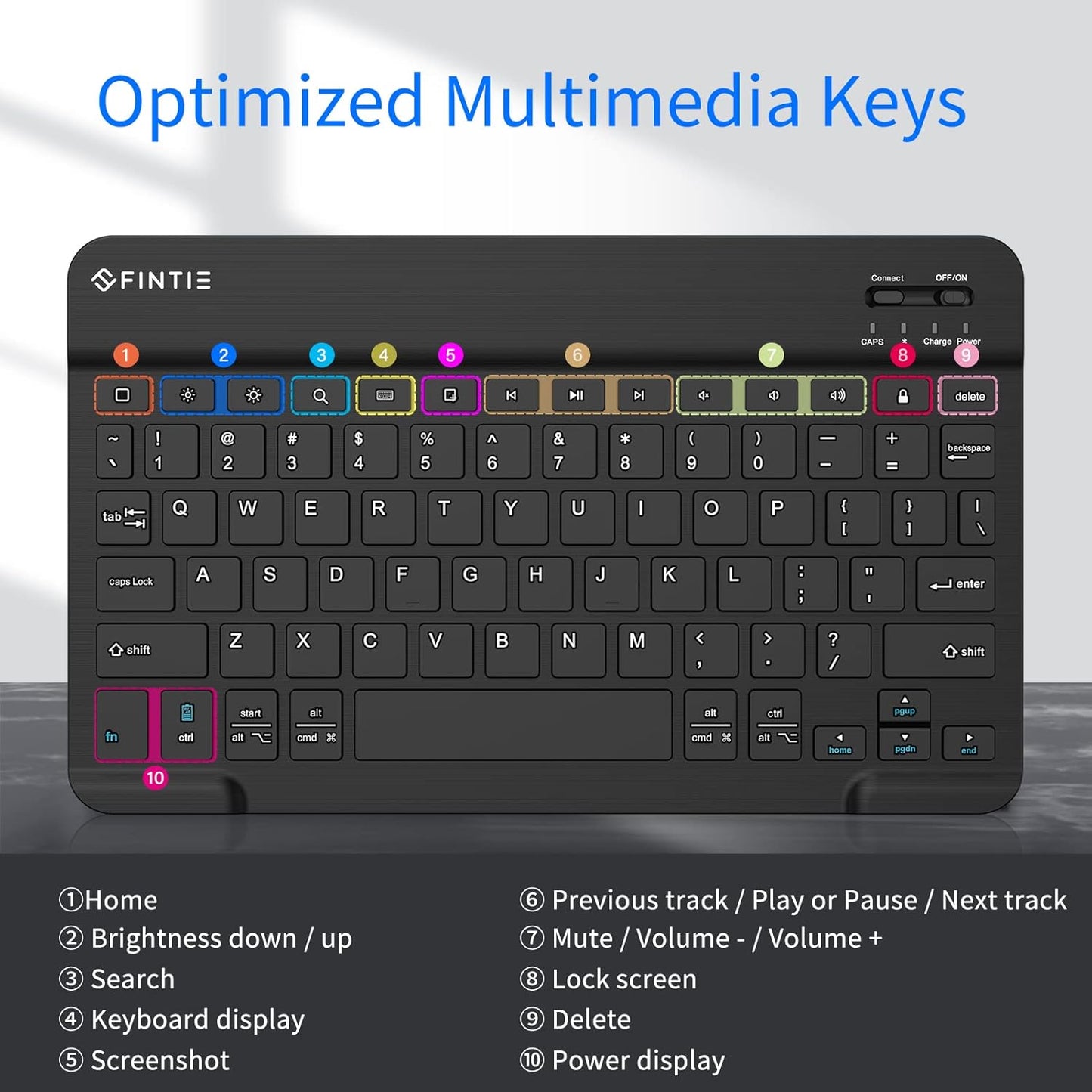 Fintie Ultra-Thin 10-Inch Bluetooth Keyboard for iPad & Android