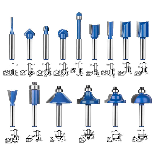 BAIDETS Plus 15 Piece Wood Router Bit Set