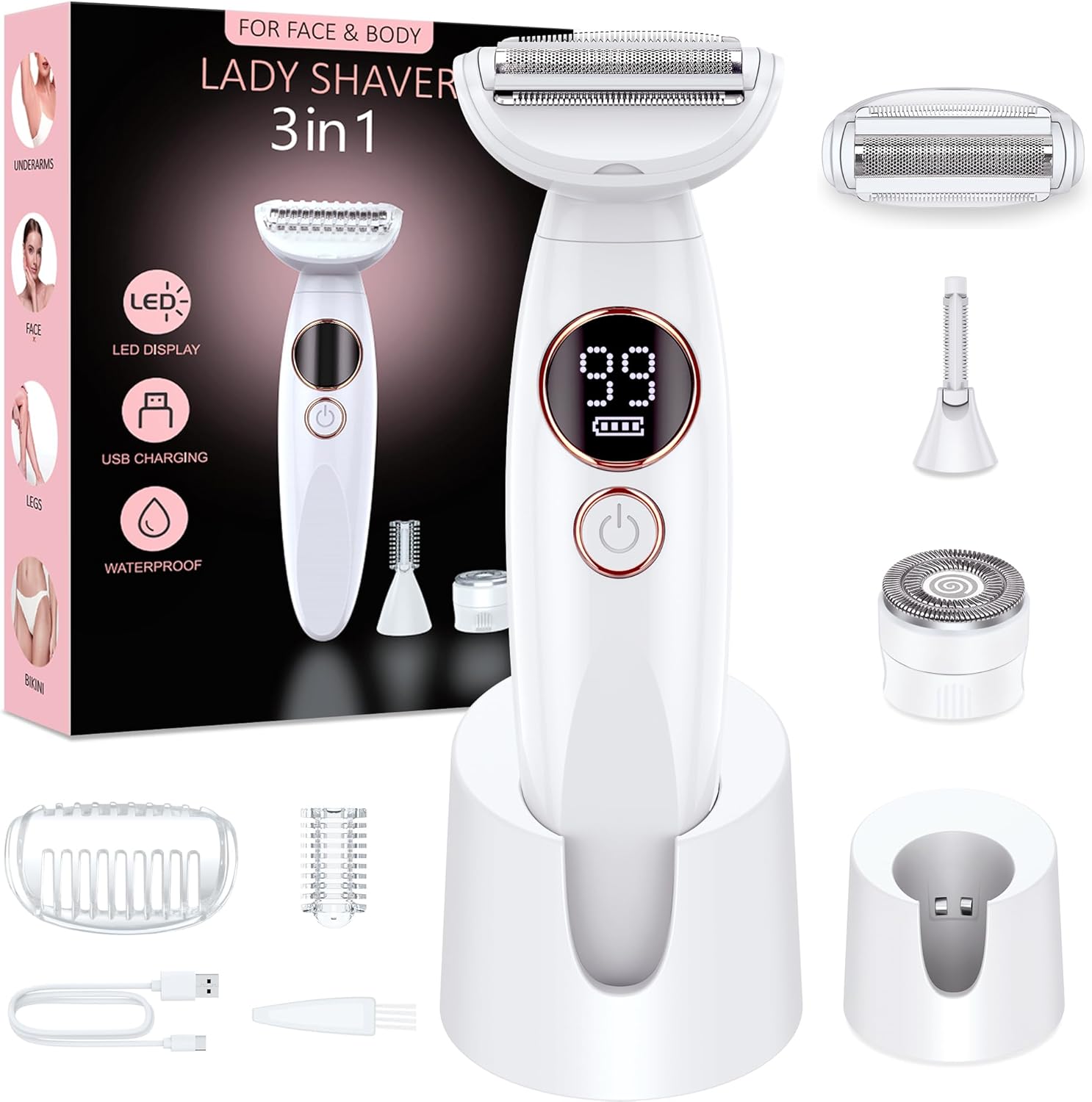 Houpoo 3-in-1 Wet/Dry Women’s Shaver with LED Display