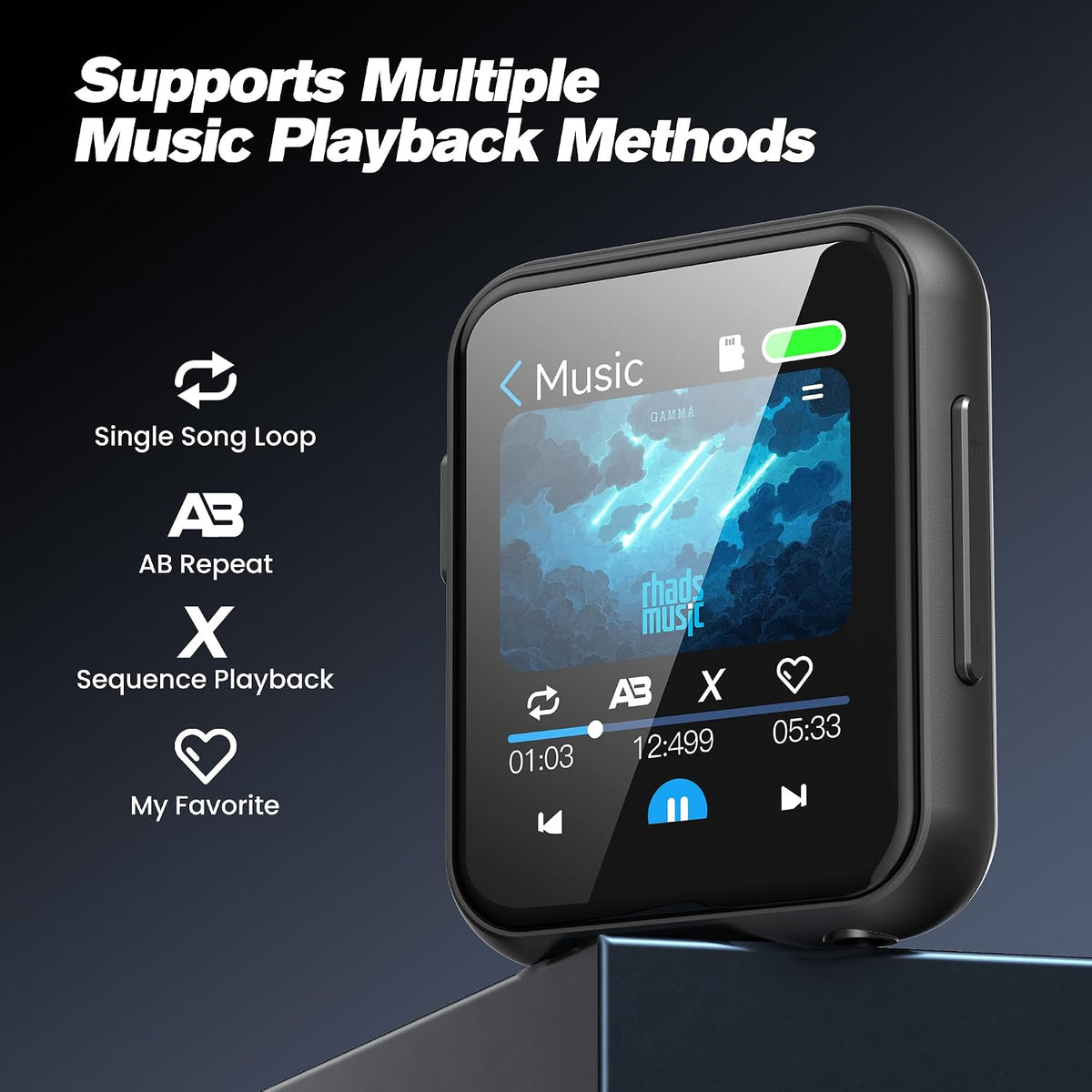 128GB Portable Bluetooth MP3 Player with 2" Touchscreen M01