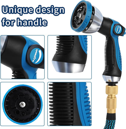 GARDIFE Expandable 15m Garden Hose with 10-Nozzle Brass Connectors