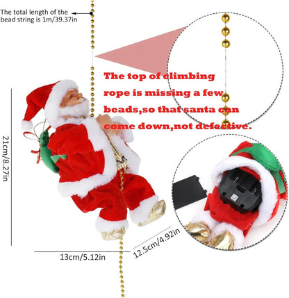 Climbing Santa Claus on Rope Christmas Ornament 23cm