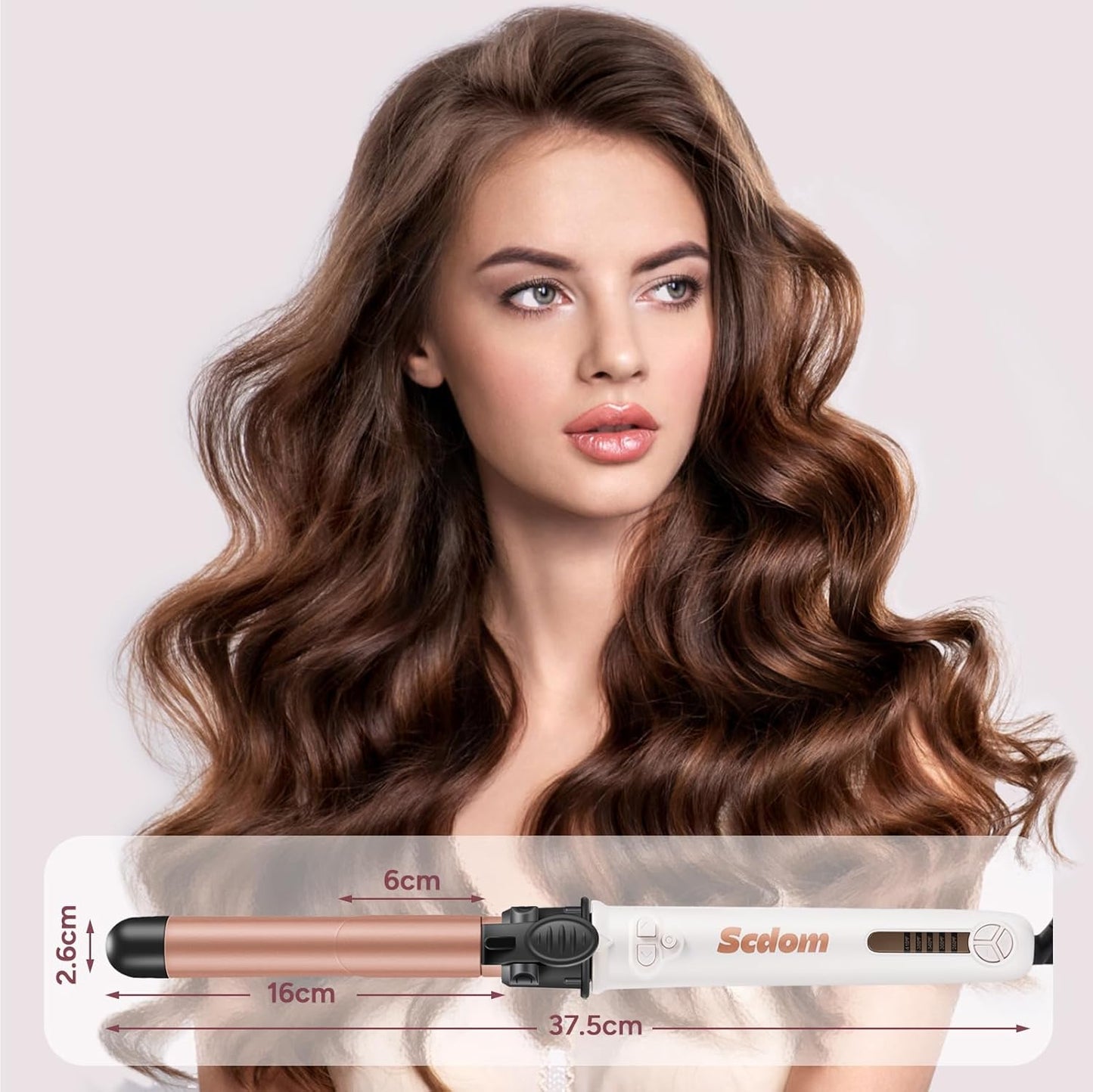 Scdom Automatic Curling Iron 26 mm Ceramic Tourmaline with 5 Heat Settings
