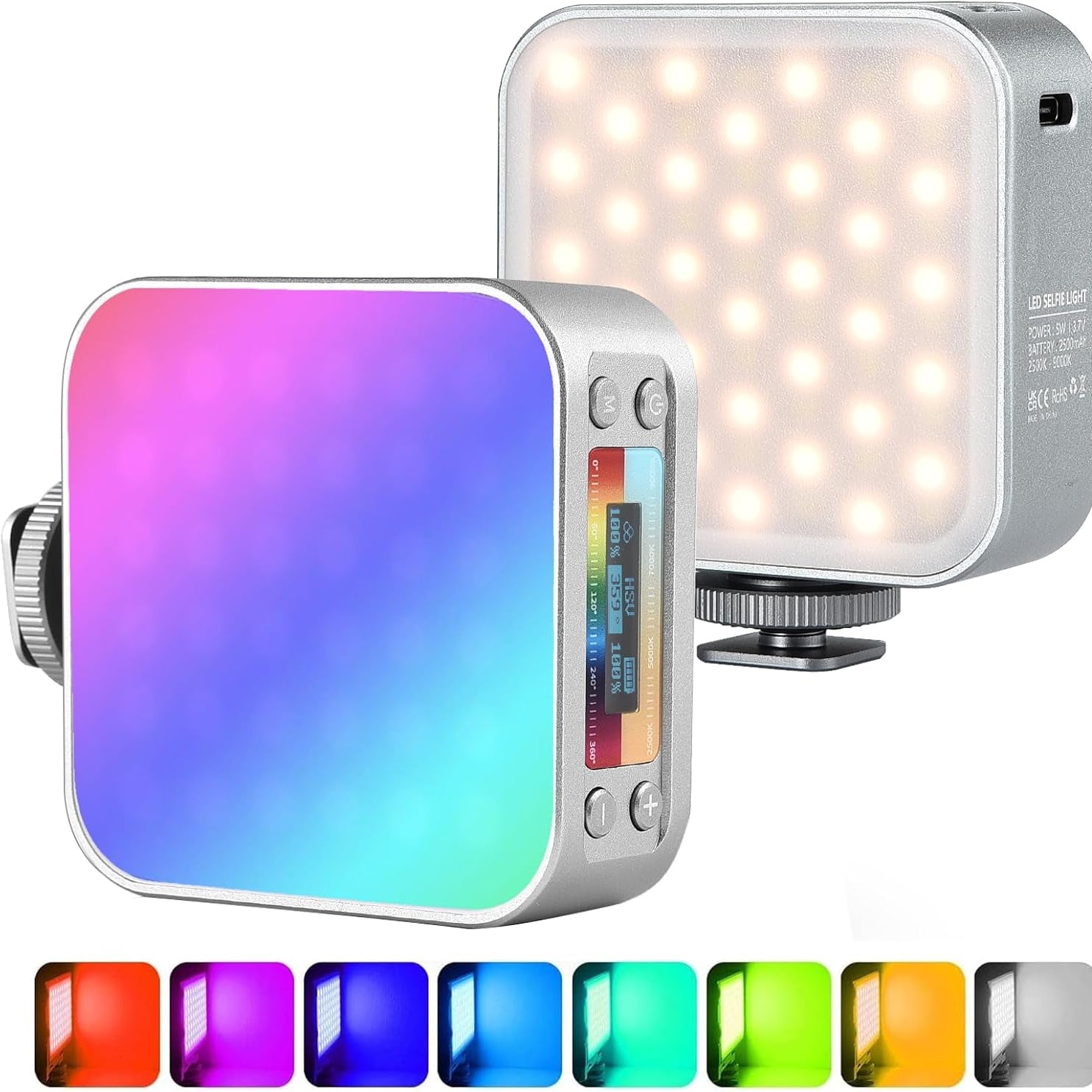 UTEBIT Magnetic RGB Camera Light 2500 mAh Rechargeable LED Video Light 2500K-9000K