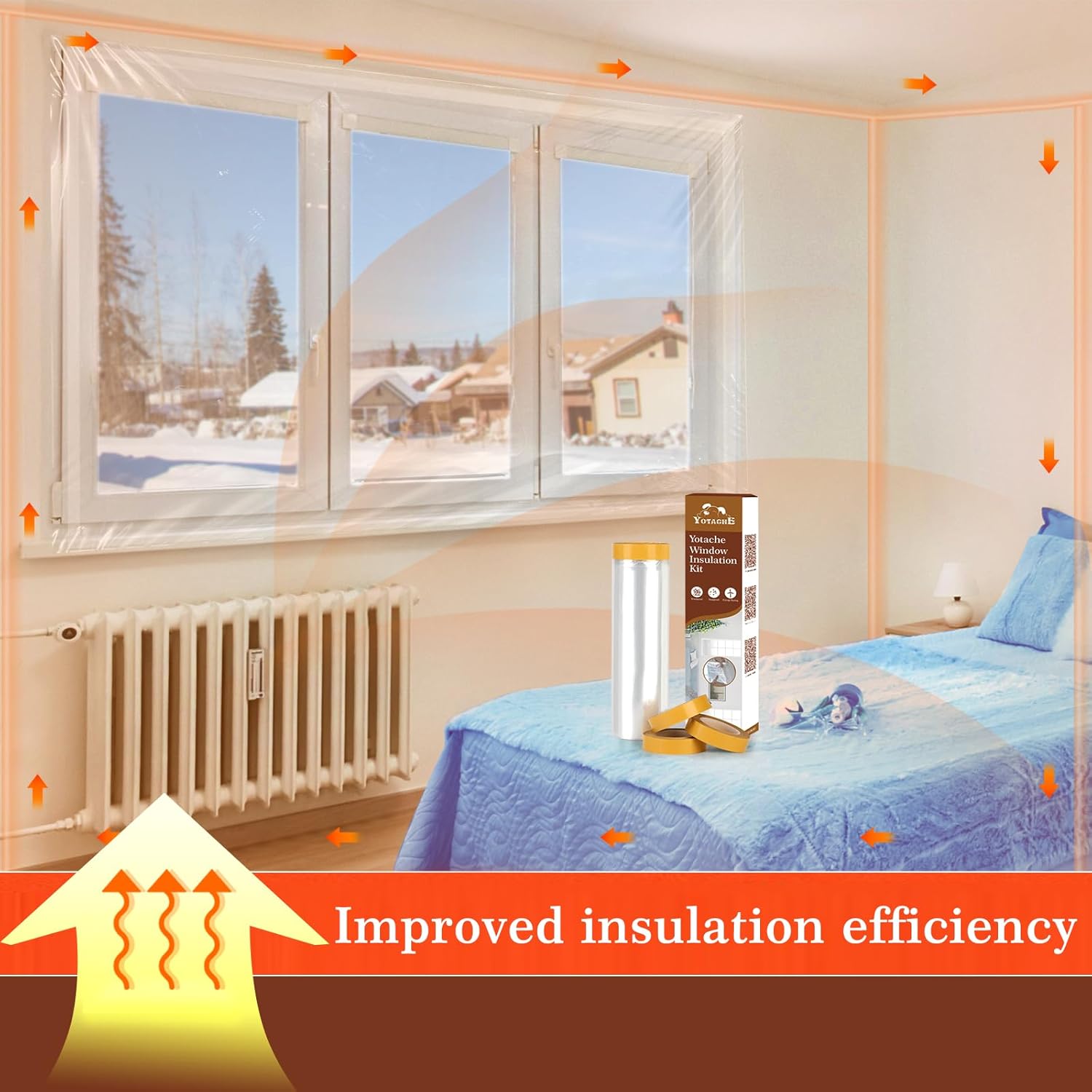 Yotache Clear Window Insulation Film 63" x 393" Shrink Film for Winter Draft Proofing