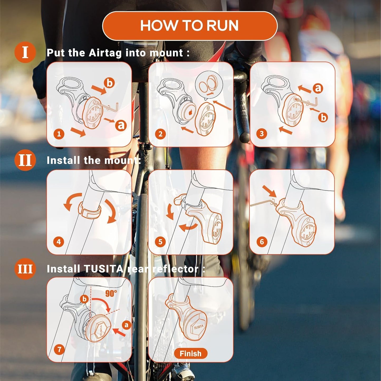 TUSITA Hidden Airtag Seatpost Mount for Garmin Varia