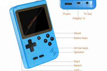 Hbaid Blue01 Retro Handheld Game Console 500 FC Games 3" Screen TV Output for Kids Adults