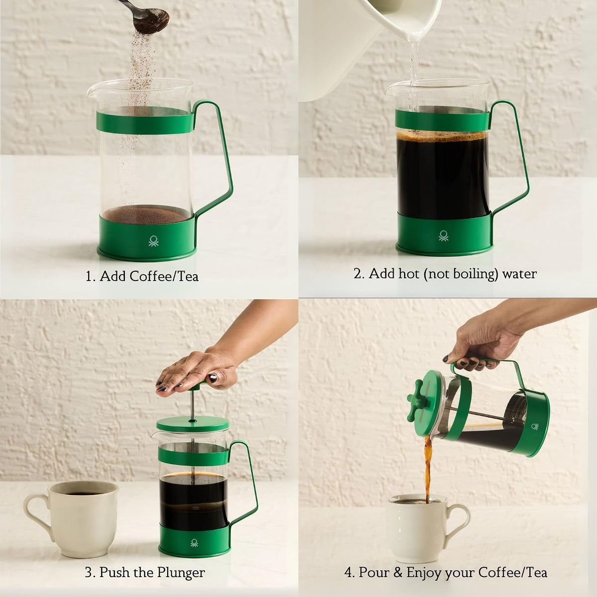 United Colors of Benetton Rainbow French Press 6 Cups 600ml Matt Green