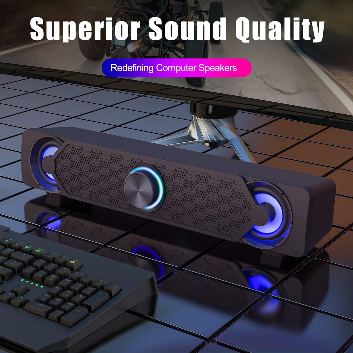 USB Powered PC Soundbar Gaming Speaker with LED Lighting