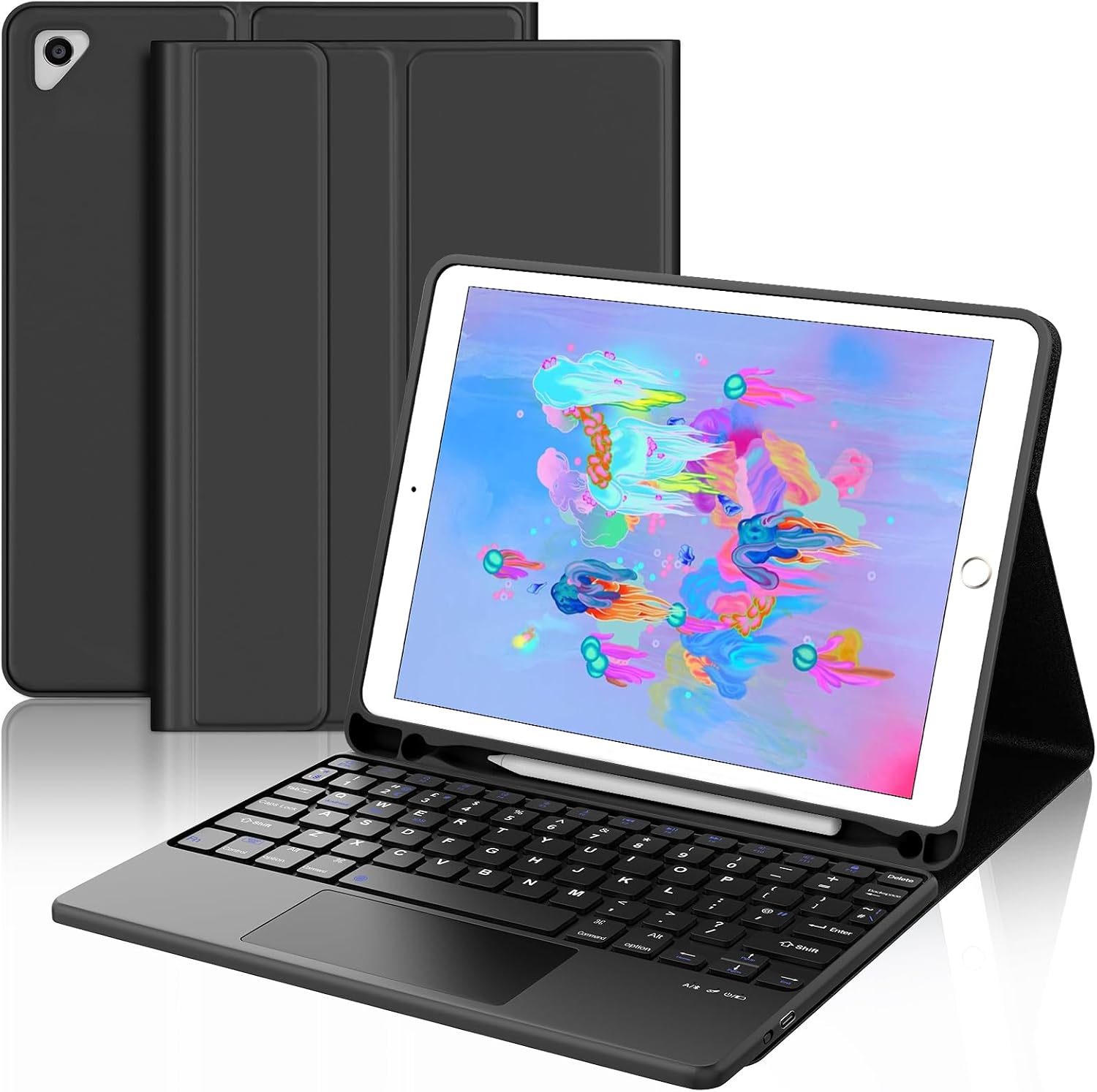FOGARI Keyboard Case for iPad 9.7-Inch 2018/2017 Magnetic Detachable Bluetooth UK Layout Black
