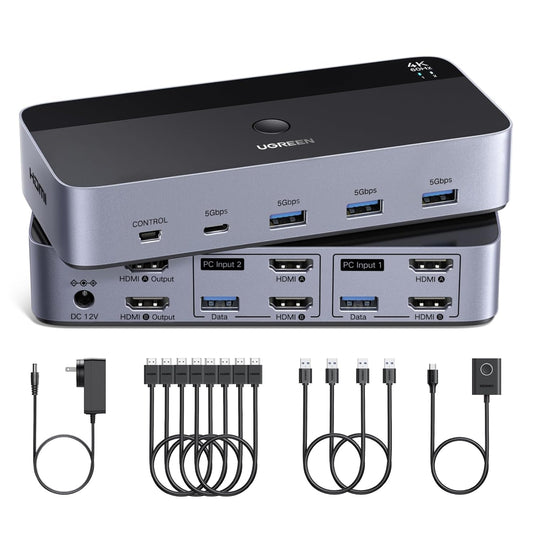 UGREEN Dual HDMI KVM Switch with 4 USB 3.0 Ports