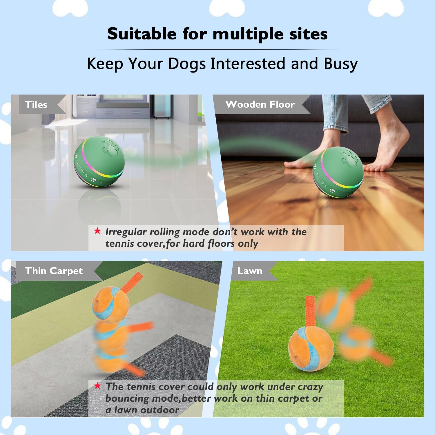 OULUXYLS M04 Interactive Dog Ball Toy Motion Activated Automatic Moving Green