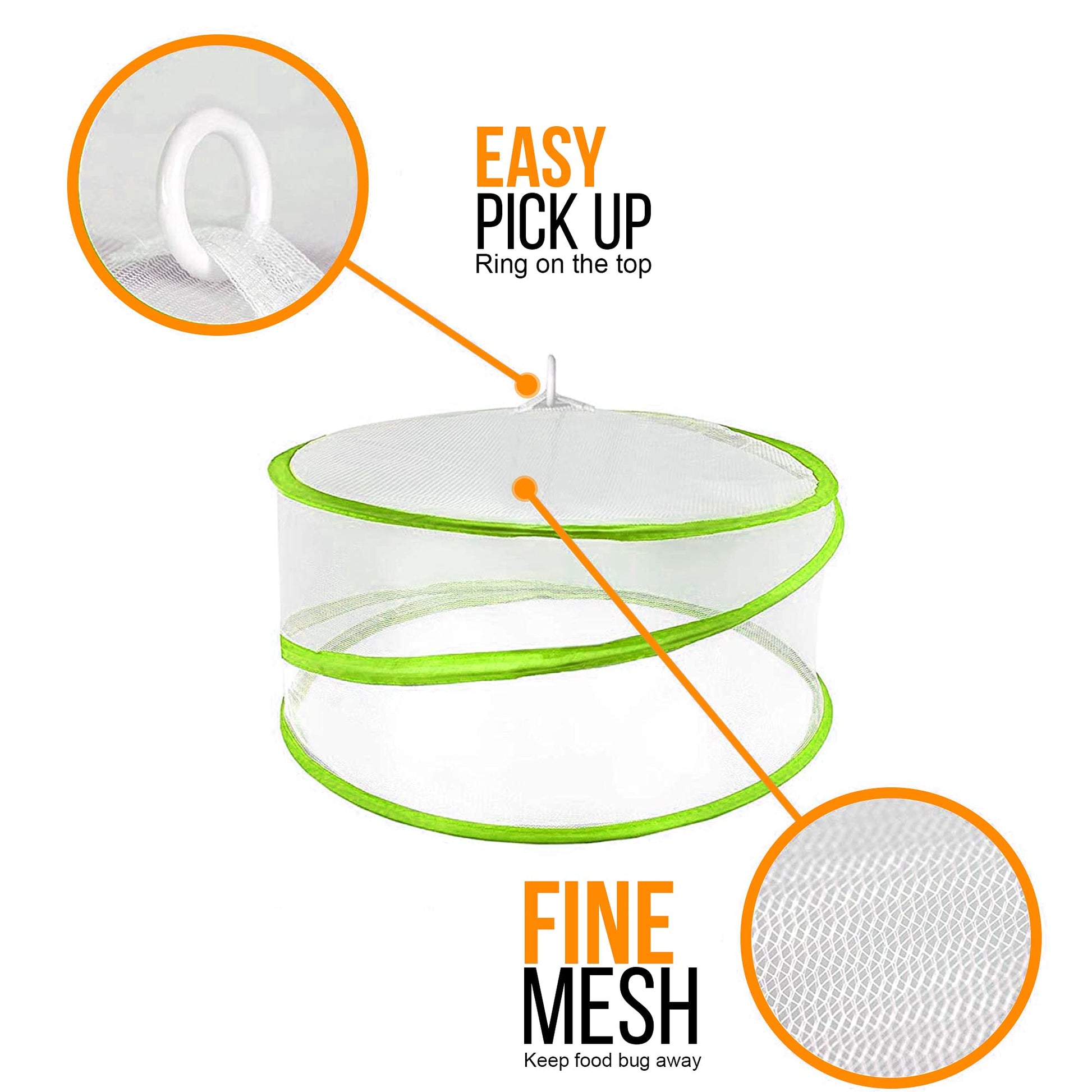Evelyn Living Set of 3 Collapsible Pop Up Food Covers Mesh Screen Net Reusable Protectors 38 cm