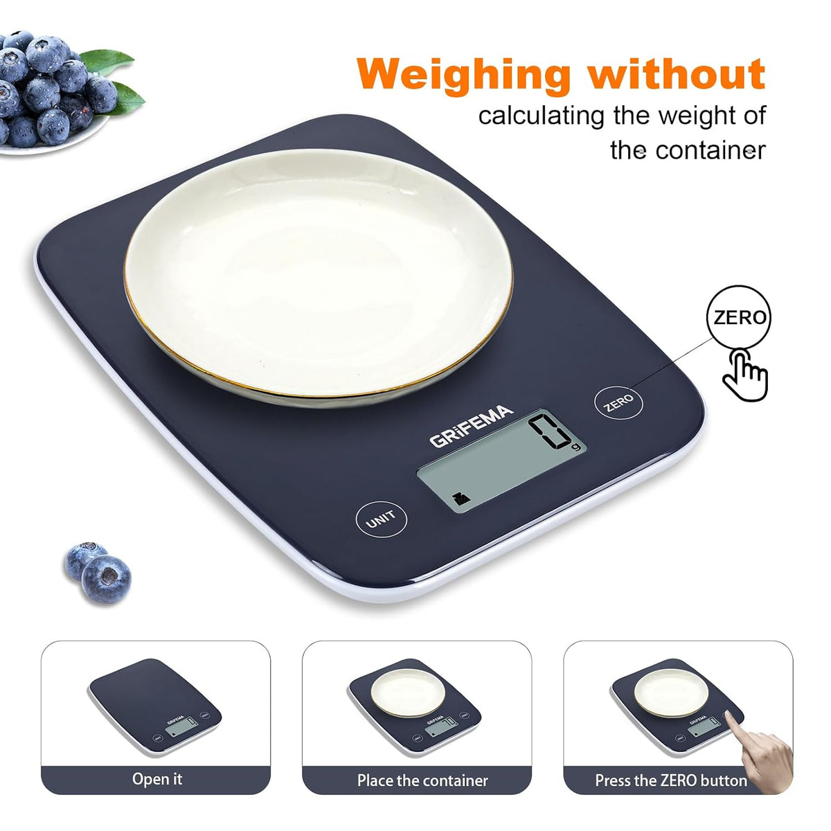 GRIFEMA GA2004 Digital Kitchen Scale 1g-5kg Blue
