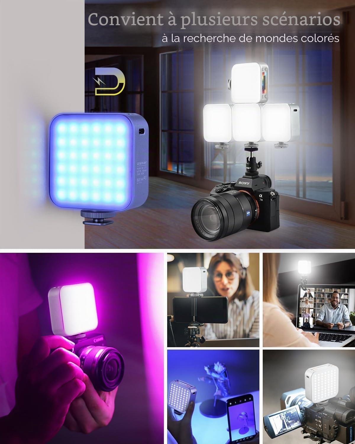 UTEBIT Magnetic RGB Camera Light 2500 mAh Rechargeable LED Video Light 2500K-9000K