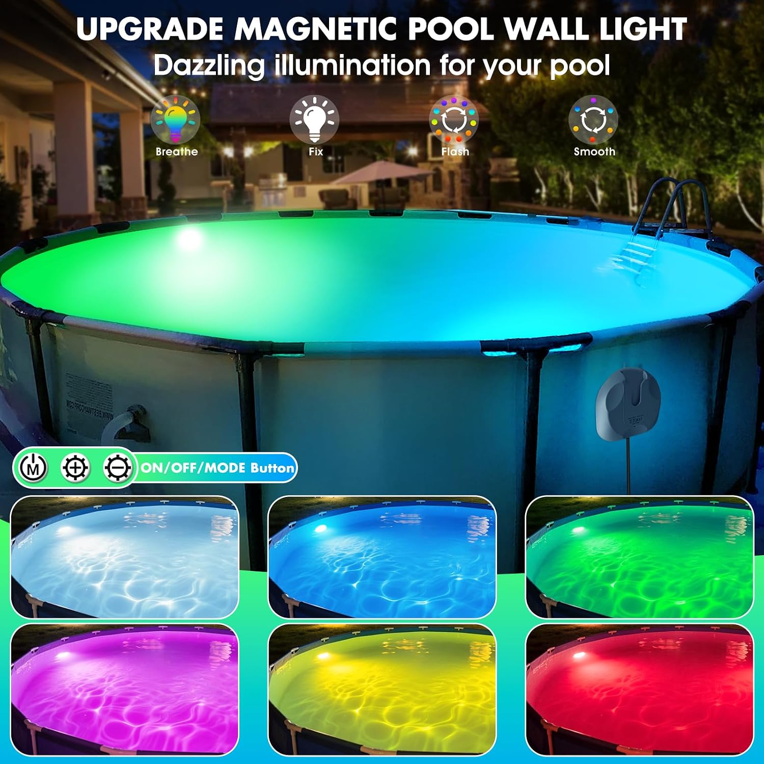 DeeprBetter CT303_1V Floating Pool Light Color Changing Waterproof Magnetic White
