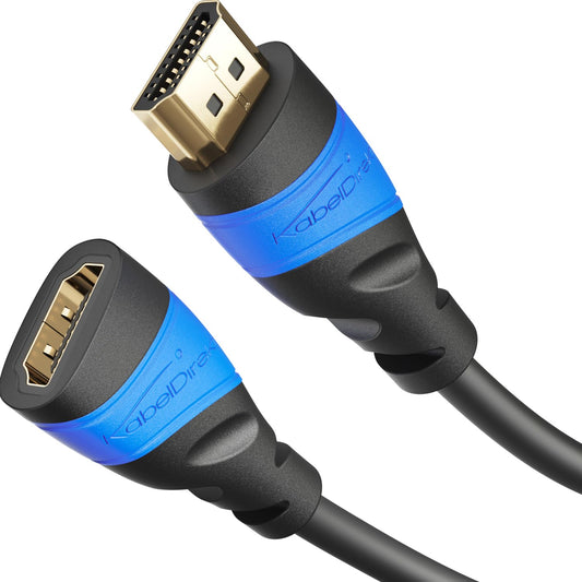 KabelDirekt TOP Series Male to Female HDMI Extension Cable Black