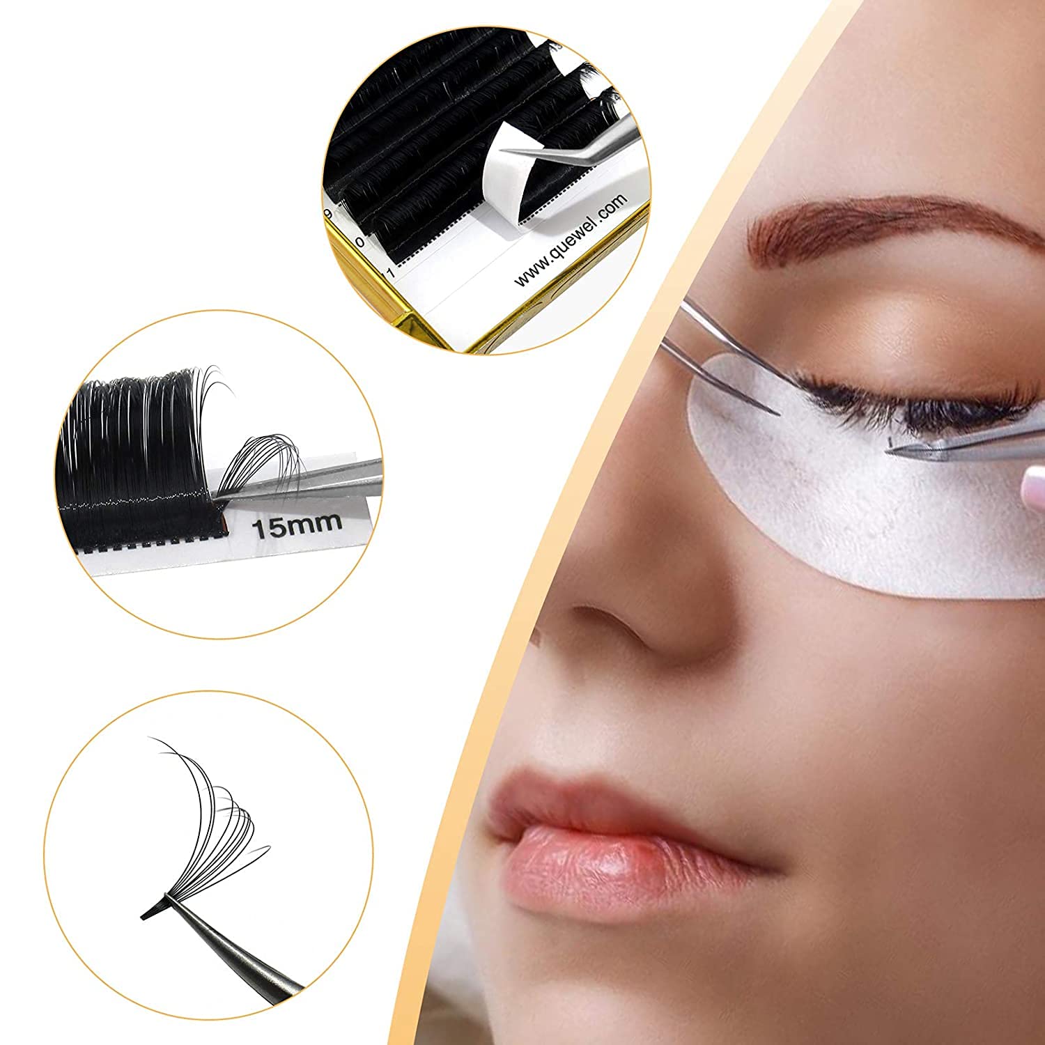 QUEWEL Easy Fan Volume Eyelash Extensions 13mm 0.03 C Curl Soft Lightweight Cruelty-Free