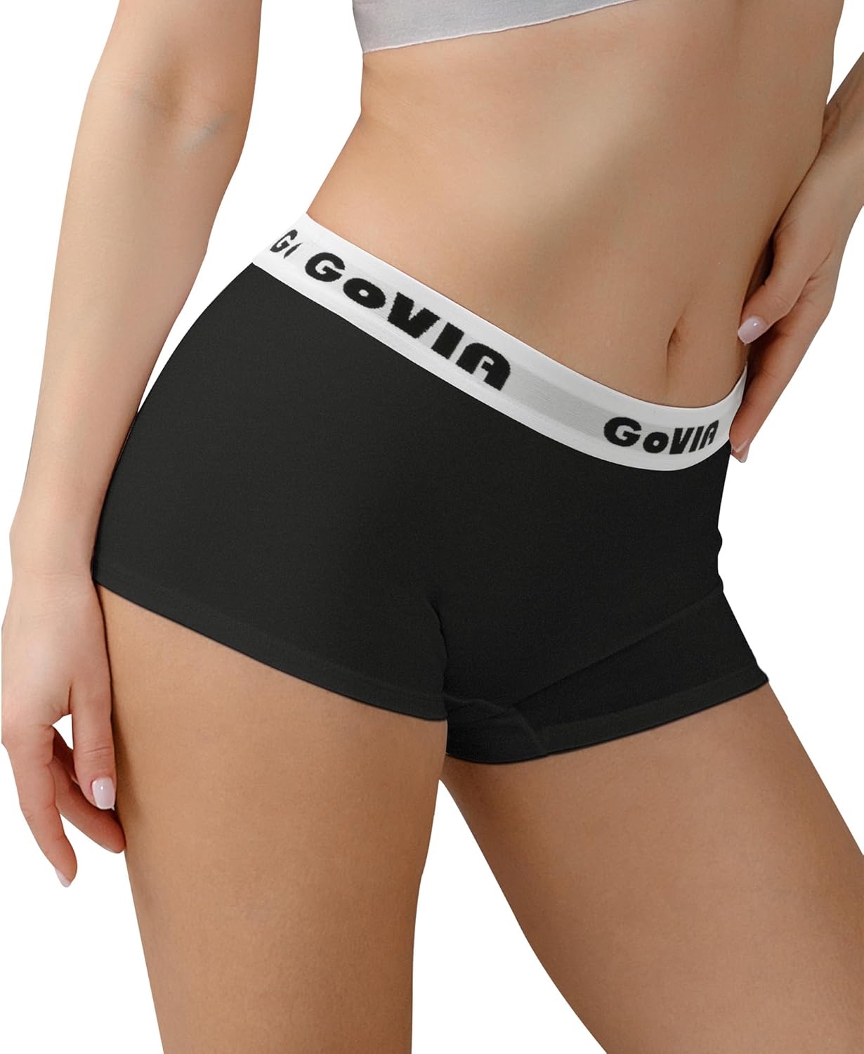 GoVIA Women's Cotton Boxer Shorts, 6-Pack, Low Waist Sport Comfort Lingerie