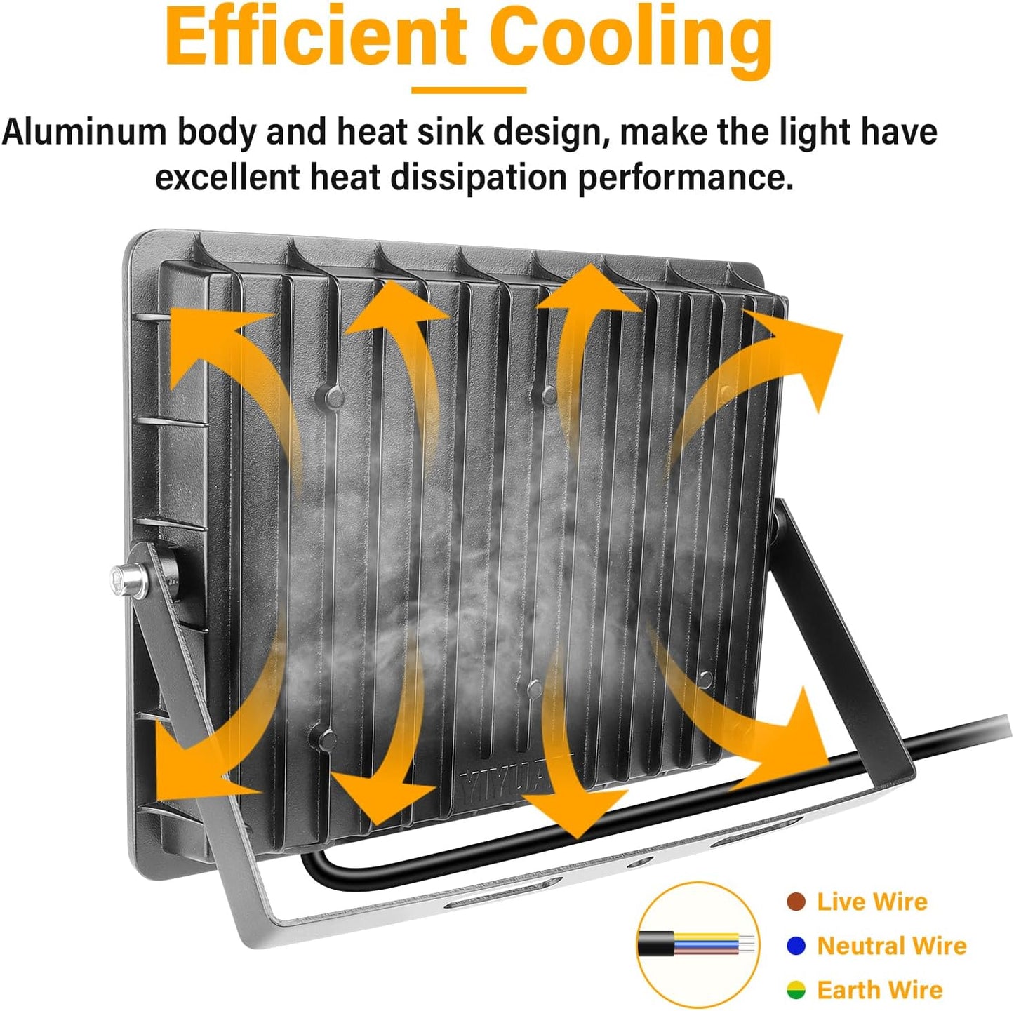 PICAA Outdoor Security LED Floodlight 100W RGB Color Changing with Remote Control IP66 Waterproof Dimmable Wall Light