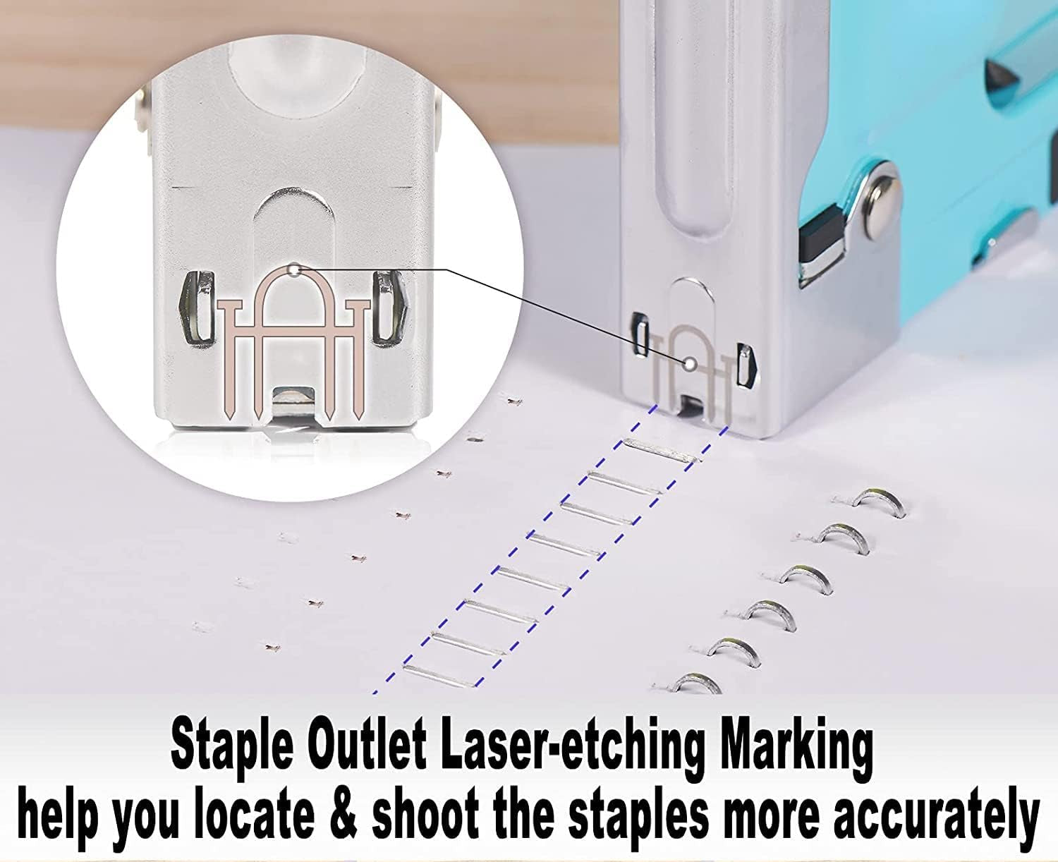 Shall 3-in-1 Adjustable Wooden Hand Stapler with 3000 Clips Blue