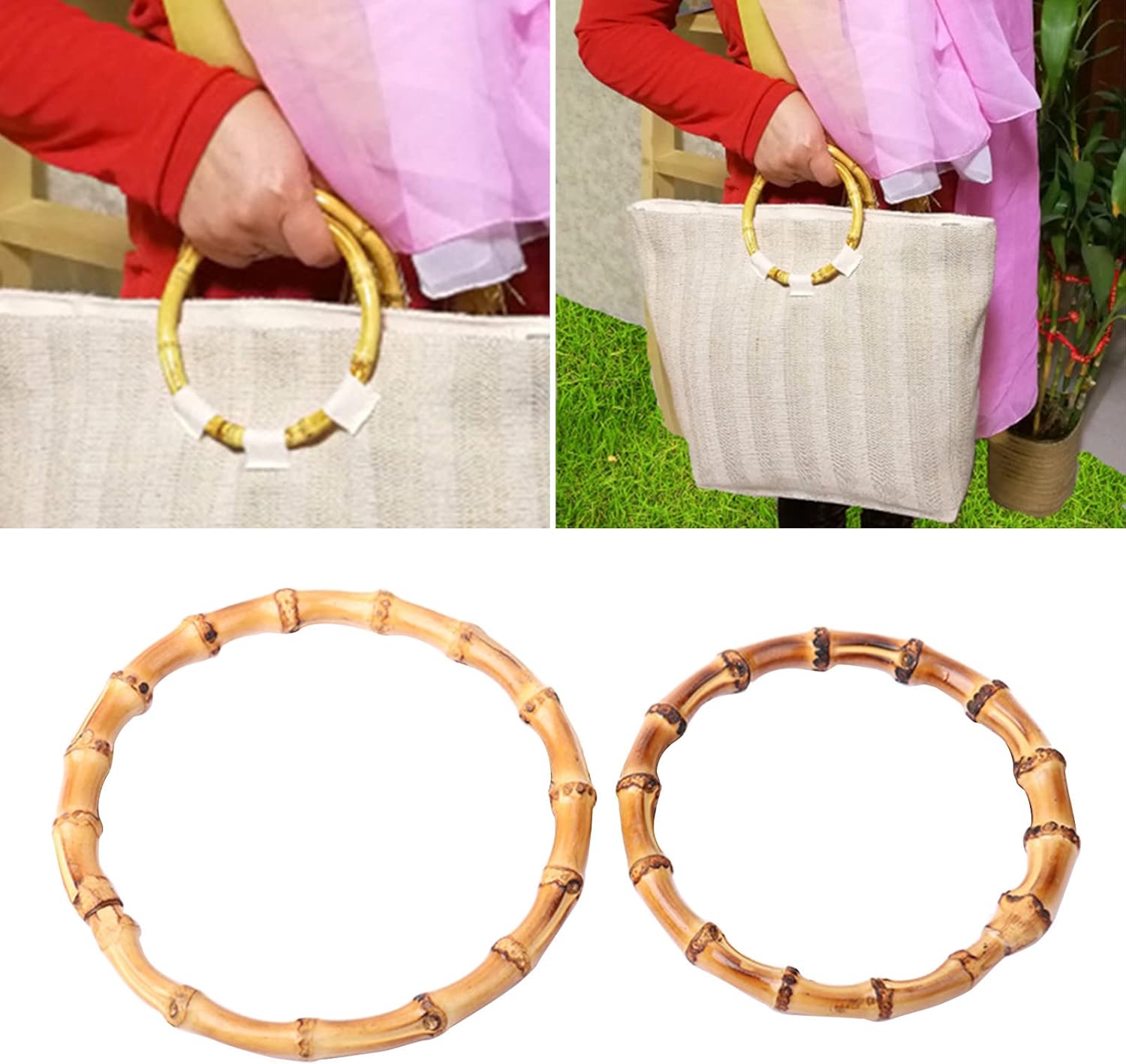 Handmade Slub-Alloy Flat Round Bag Handle Replacement for Women