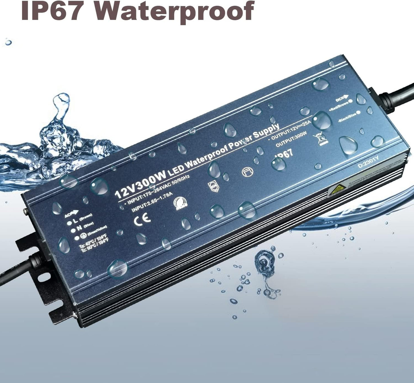 Alinana BL-G300WHB-12 Waterproof IP67 LED Power Supply Transformer 12V