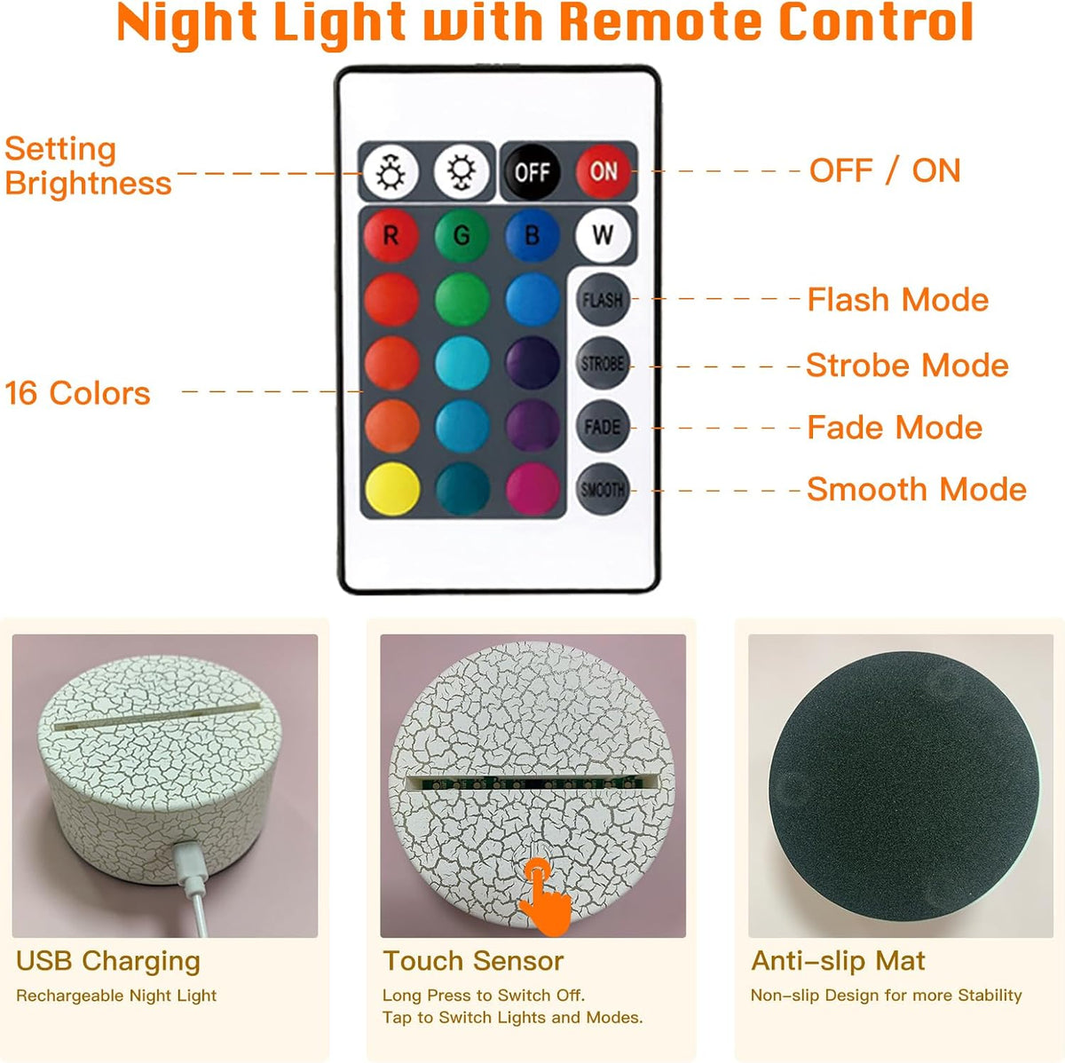 ZQX 3D Optical Illusion LED Night Light with Remote
