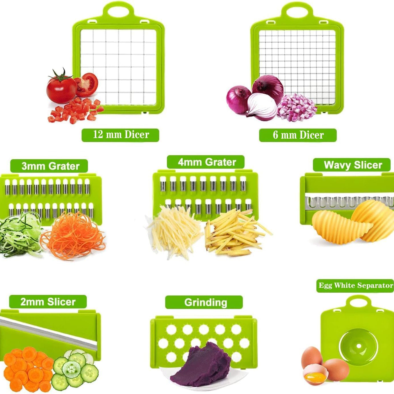 Toskope 14-in-1 Multifunctional Vegetable Chopper Mandoline Grayish Green