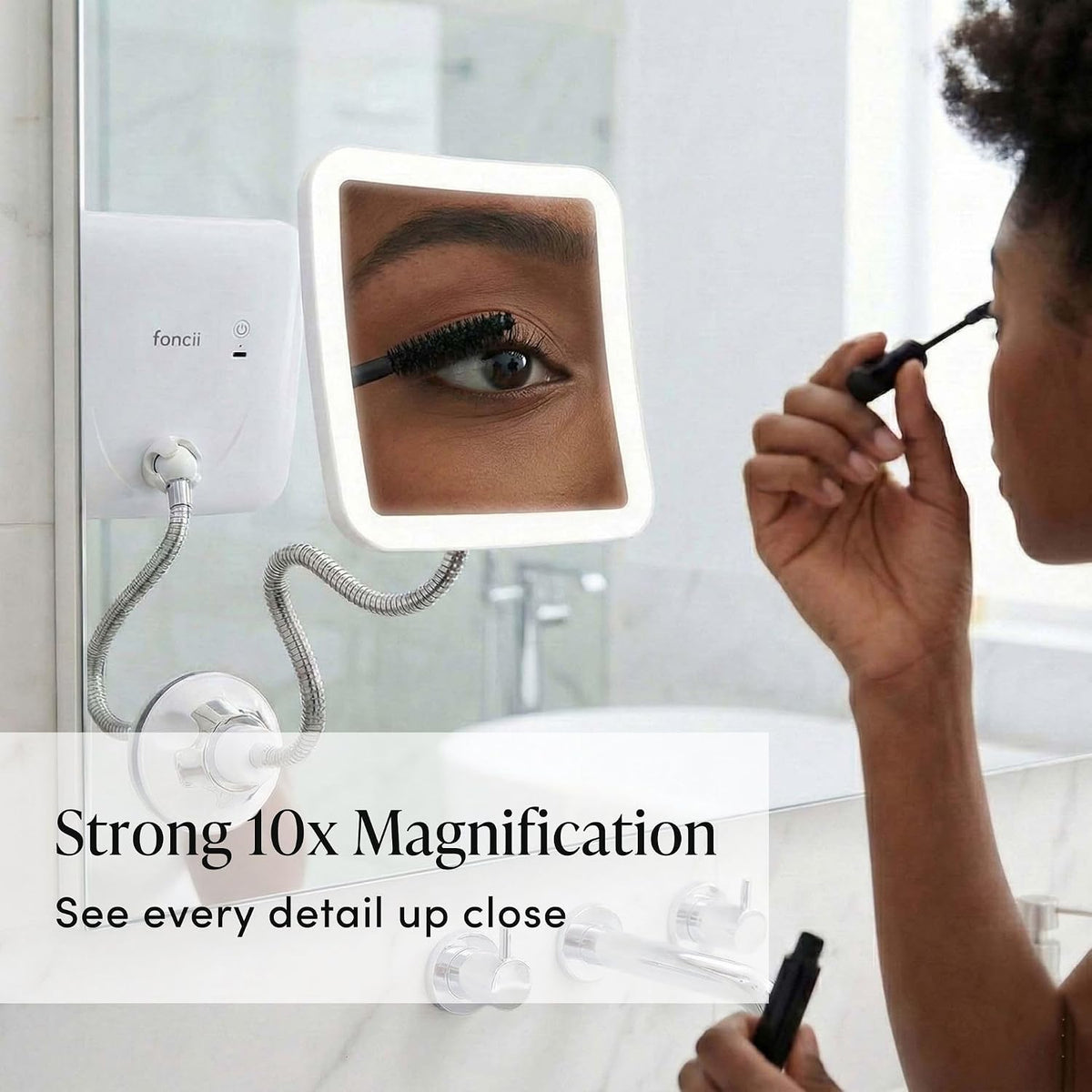 Fancii Mira 2 Plus Rechargeable Flexible 10x Makeup Mirror White