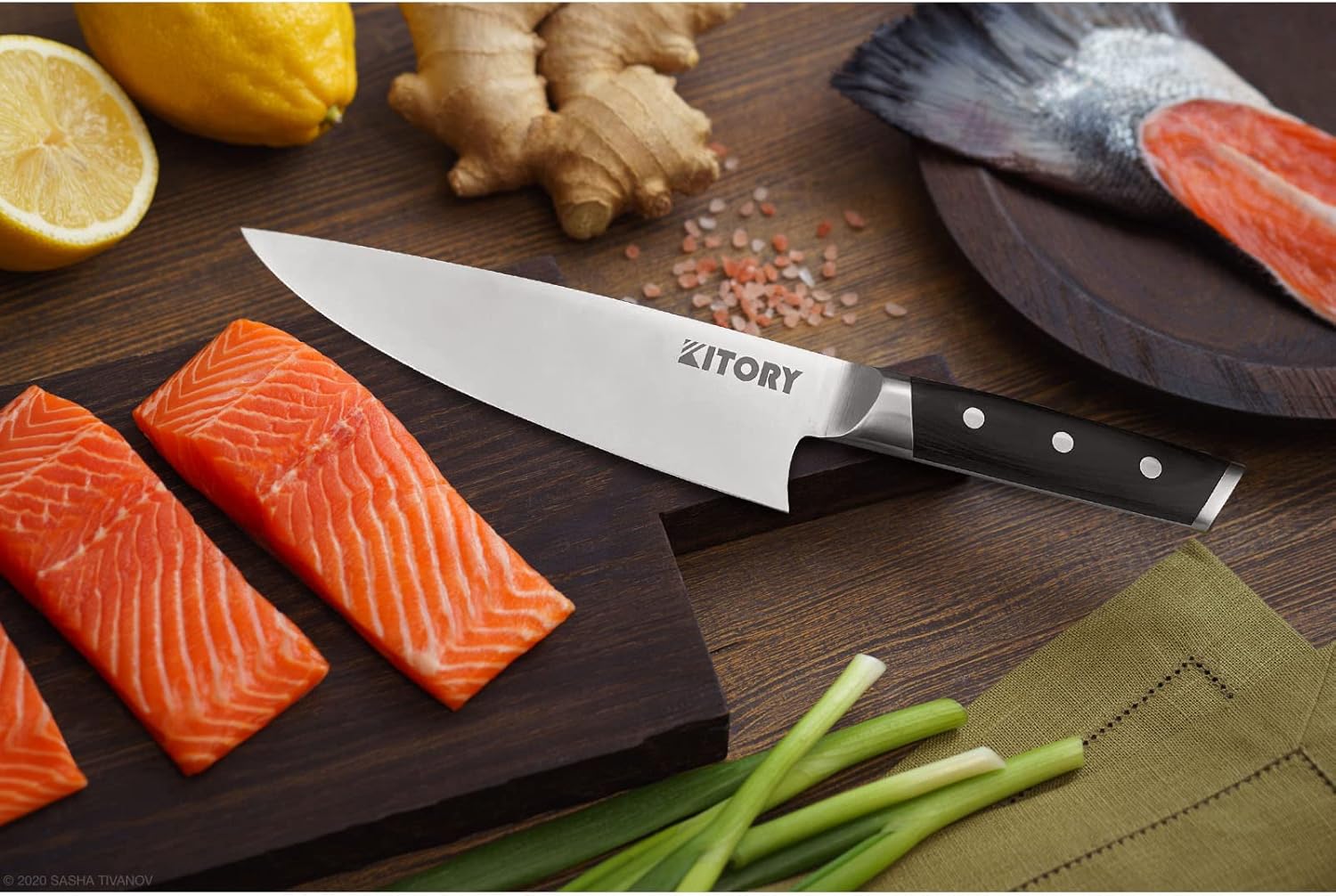 Kitory 8-Inch Professional Chef's Knife with Pakka Wood Handle