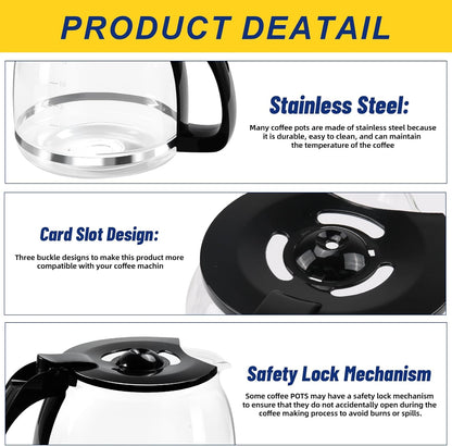 Doufuhua 12-Cup Glass Coffee Carafe Replacement for Hamilton Beach FlexBrew