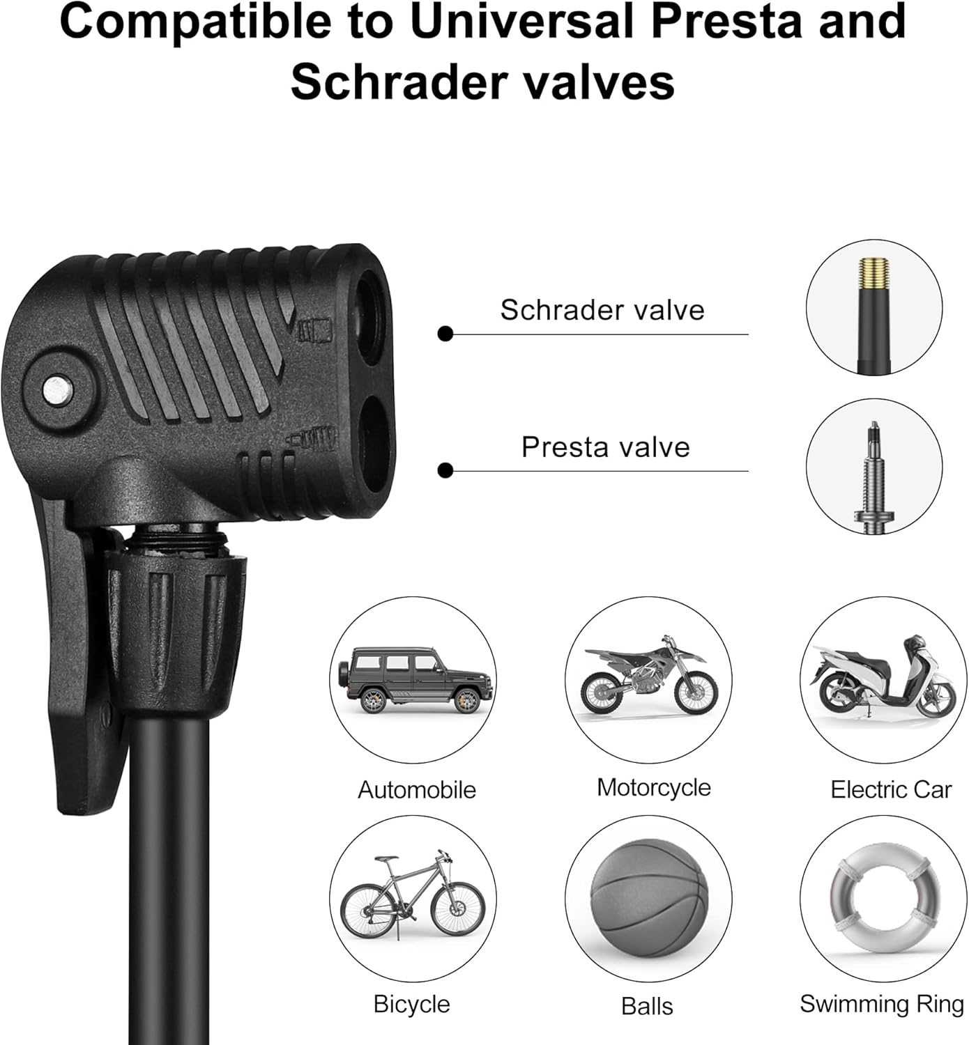 LYGZTing 160psi Dual Valve Bicycle Floor Pump – Portable Compact Design