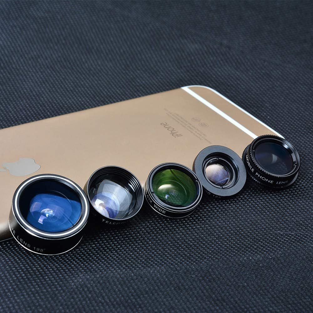 5-in-1 Camera Lens Kit for iPhone & Android – Wide, Macro, Fisheye, Telephoto