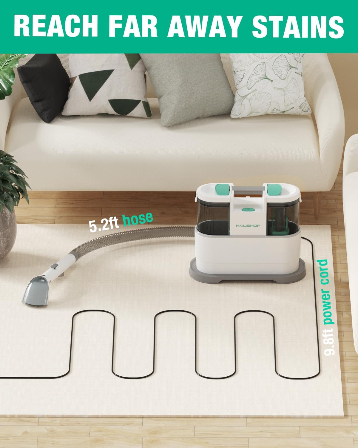 HAUSHOF Portable Spot Cleaner: Powerful Suction for Pet Stains & Upholstery