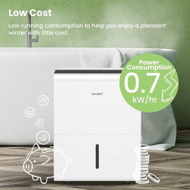 Comfee 30 Pint Dehumidifier for Large Rooms, Smart Dehumidification, 24-Hour Timer
