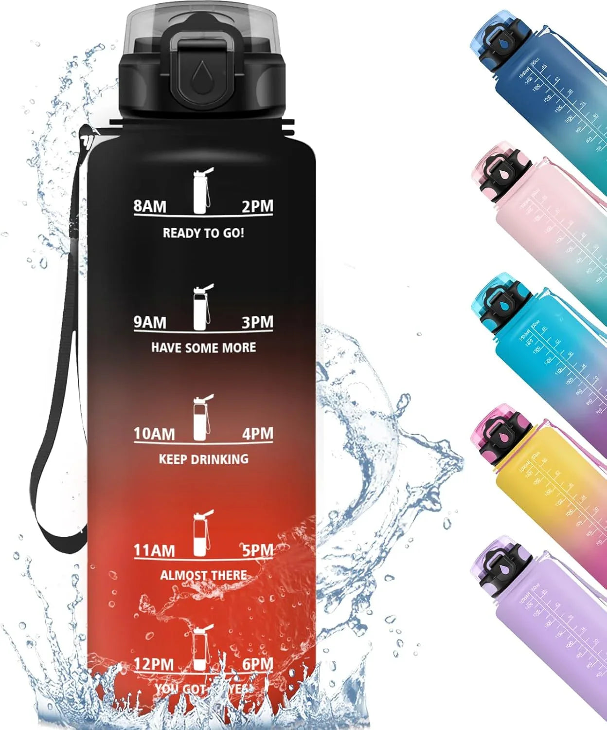 HoneyHolly 1.5L Leak-Proof Sports Water Bottle with Time Mark - Gomix Brands Outlet
