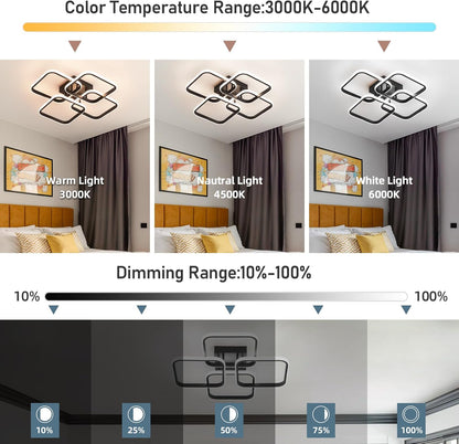 PULUOTI LED Ceiling Light , 4-Light Square Metal Design Flush Mount Acrylic