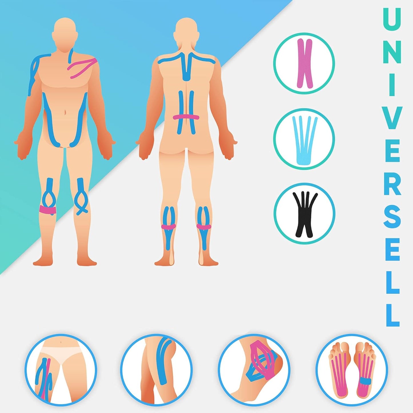 Health Press Dermatest Kinesiology Tape – 2 Waterproof Rolls