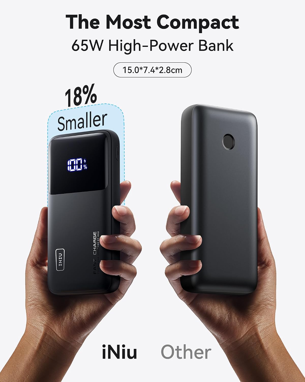 INIU BI-B62 Laptop Power Bank 20000mAh 65W Fast Charging Black