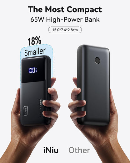 INIU BI-B62 Laptop Power Bank 20000mAh 65W Fast Charging Black