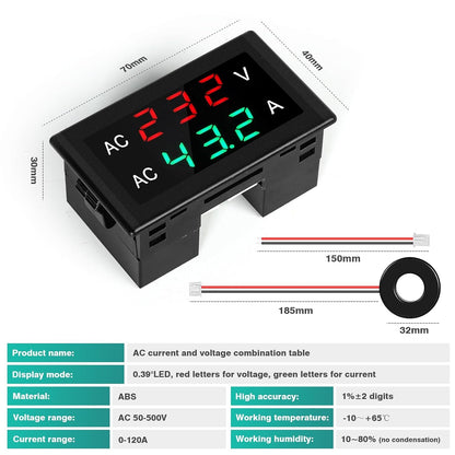 Jadeshay KBADBCNDD-GSLJH109914 Digital Voltmeter Ammeter AC50-500V 0-120A