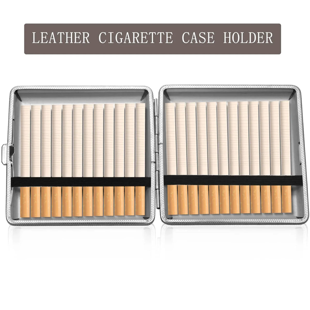 Golden Leatherette Cigarette Case Elegant Portable Metal Holder for 20 King Size Cigarettes - Gomix Brands Outlet