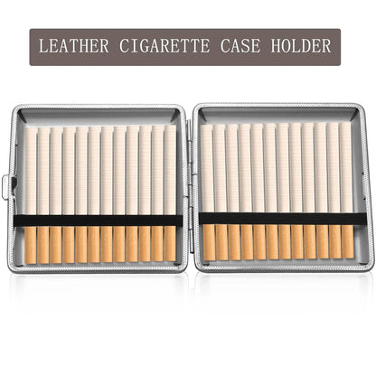 Golden Leatherette Cigarette Case Elegant Portable Metal Holder for 20 King Size Cigarettes - Gomix Brands Outlet
