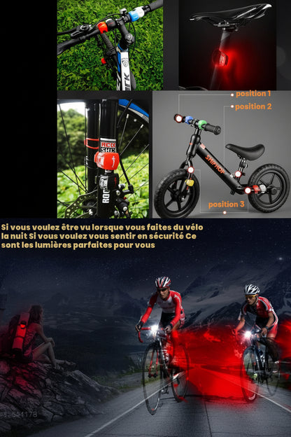 Constefire Bike Light Set 4-Pack LED Silicone Front Rear Waterproof IPX4 for Cycling MTB Road